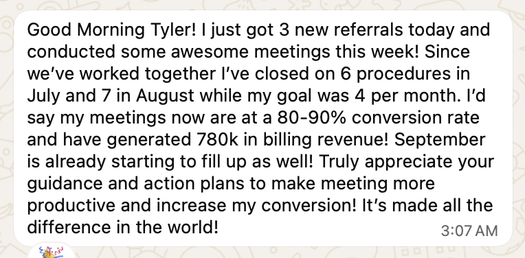 Client result: 80-90% meeting conversion